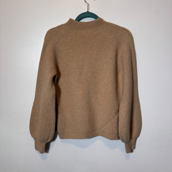 Antonio Melani Womens Camel Ribbed Mock Neck Balloon Sleeve Sweater Size Medium - Picture 2 of 4